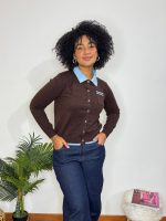 Cardigan malha pólo
